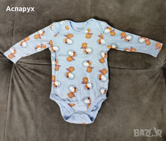 Бебешко памучно боди с дълъг ръкав марка LUPILU за деца 0-3 месеца