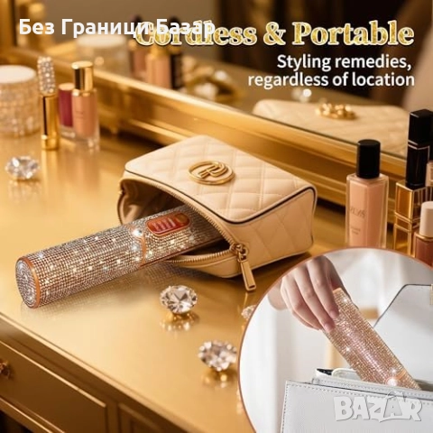 Нова Мини безжична преса с кристали – за пътуване и бърз стайлинг коса, снимка 4 - Преси за коса - 51493192