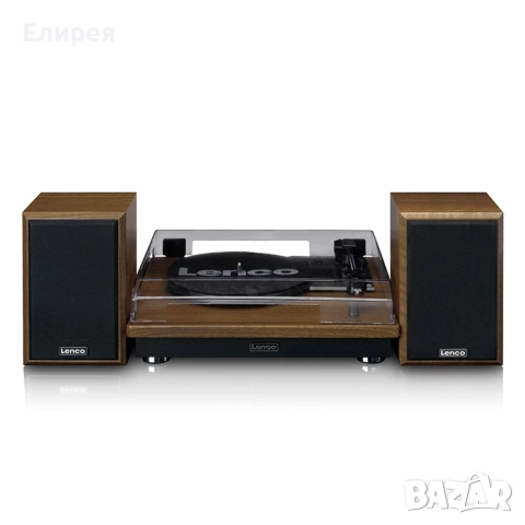 Грамофон и колони Lenco LS 100WD кафяв
