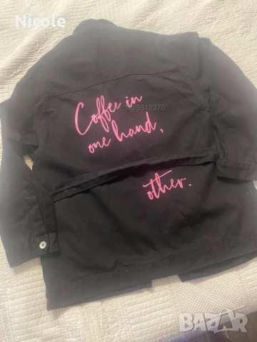 Шлиферче деним черно с декорация и коланче, снимка 2 - Детски якета и елеци - 50865733