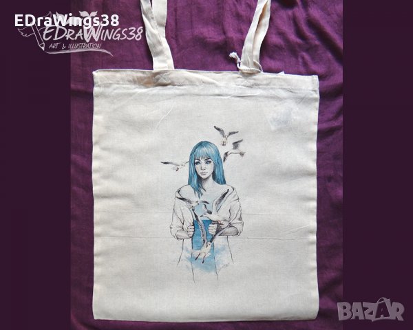Текстилна чанта / торба за пазар с дълги дръжки "Sea inside", снимка 4 - Чанти - 28070032