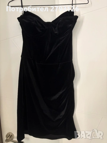 Черна рокля BERSHKA , снимка 5 - Рокли - 53588552