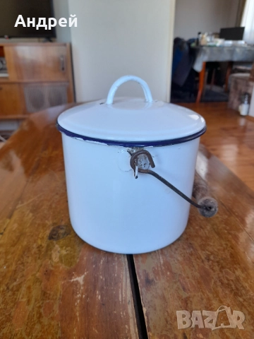 Стара емайлирана котленка #14, снимка 2 - Антикварни и старинни предмети - 51936565