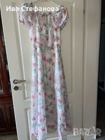 Разкошна нова  лятна елегантна дълга рокля фрорален нежен десен романтична нежна Mohito , снимка 7 - Рокли - 40518074