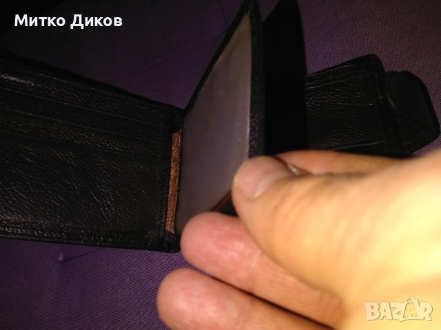 Талиан марков портфейл естествена кожа вътрешен цип 110х92мм, снимка 5 - Портфейли, портмонета - 43662501