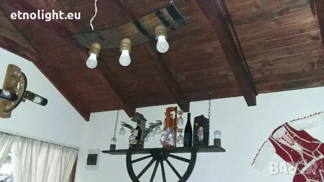 Полилеи от автентични рестарирани бъчви с ръчно изработени дървени чашки, снимка 15 - Полилеи - 48942453