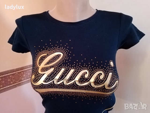 Gucci, с камъчета, за ръст 116-122 см.. Код 2176, снимка 5 - Детски тениски и потници - 43943986