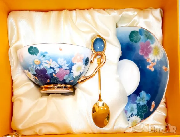 NEW Бутиков комплек за чай и кафе със златни лъжички, снимка 5 - Чаши - 47661504