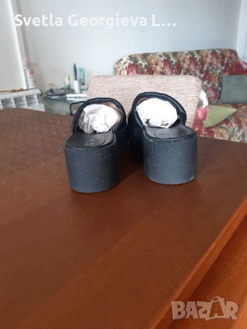 Дамски черна платформа, снимка 4 - Чехли - 53170762