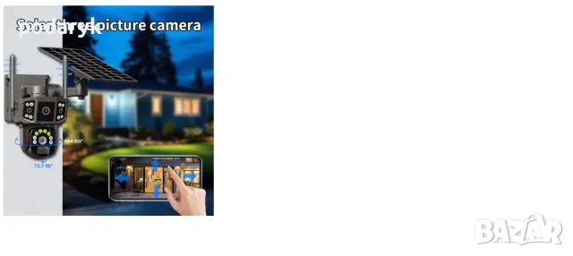 Соларна 12Мп камера сим карта Solar Camera 4G Sim 12MP 6K 10x Zoom 4x3MP с AI изкуствен.интелект, снимка 2 - IP камери - 48931747