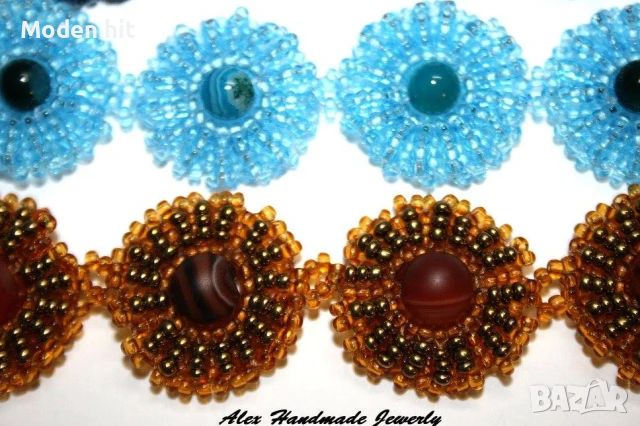 Гривни с авантюрин и ахат ръчна изработка, снимка 2 - Гривни - 50827691