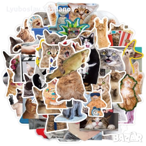Водоустойчиви стикери 50х бр-Котки,Cats,Kitty(лаптопи,коли,тротинетки,мотори,каски,Xbox,PS4-5 и др), снимка 3 - Аксесоари и консумативи - 36060457