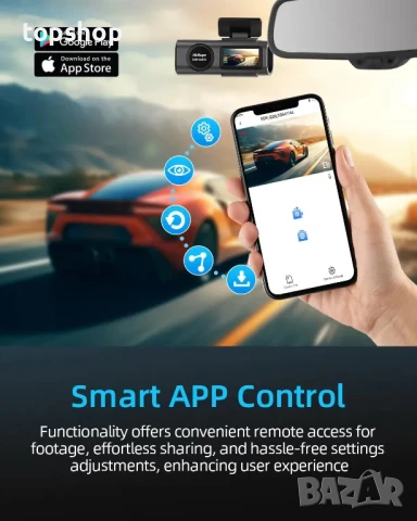 4K Dash Cam Q20 предна и задна, WiFi Даш камера, нощно виждане, 64GB SD, 170°, G-сензор, IPS, APP, снимка 3 - Аксесоари и консумативи - 50555876