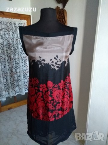 SIMONA BARBIERI Twinset 100% естествена коприна, рокля в черно и червено, снимка 8 - Рокли - 32578746