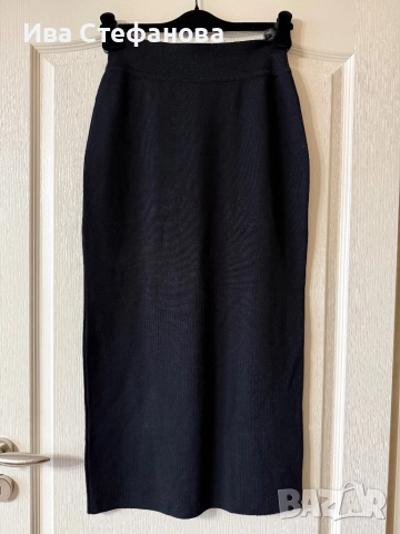 Нова дълга черна елегантна пола с цепка мерино Long Usland , снимка 4 - Поли - 43051486