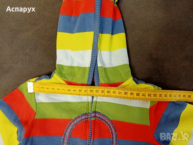 Бебешки суичър с цип и качулка с ушички. Марка TU  За деца 3-6 месеца., снимка 5 - Бебешки якета и елеци - 43244113