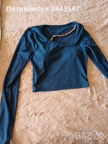Ластична къса блуза, снимка 3 - Блузи с дълъг ръкав и пуловери - 43597030