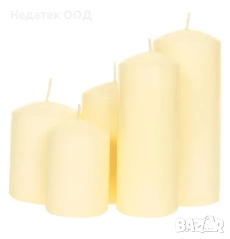 Комплект, декоративни, свещи, бял, 5 бр.
