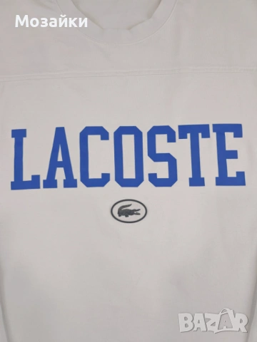 Lacoste Longsleeve Tee като ново, бяло със синьо, размер L/XL, снимка 2 - Блузи - 53596064