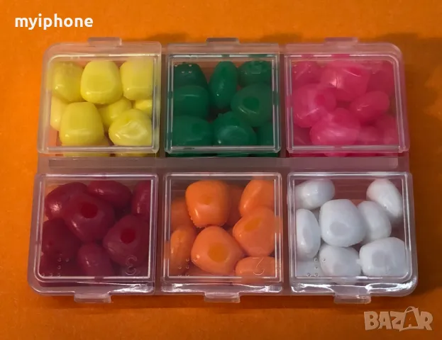 60 бр. Изкуствена Царевица 6 цвята  за риболов на шаран, разнообразна в 1 кутия, 6 цвята,