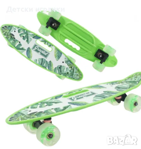 Пениборд със светещи гуми, скейтборд 