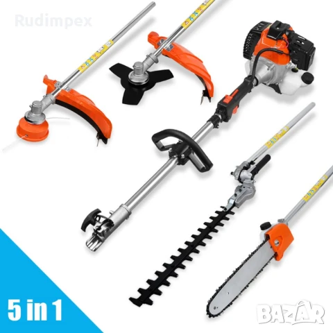 Mултифункционален бензинов тример за трева GREENYARD, 5 в 1- 52 куб.см 2.2 КW | Rudimpex.com