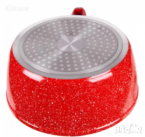 Касерола с капак Voltz, 18см./1.6л., Мраморно покритие, Индукция, Червен, снимка 2 - Съдове за готвене - 52806987