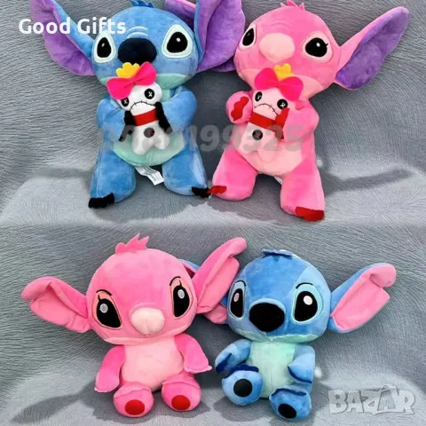 Комплект 2 броя Плюшена играчка Лило и Стич, 25см Розов и син , снимка 4 - Плюшени играчки - 47757520