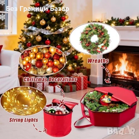 Нов Калъф за коледен венец 24″ с твърда защита и вътрешна чантичка, снимка 5 - Декорация за дома - 53155610