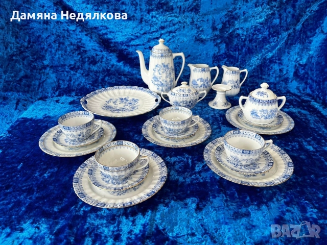 красив синьо-бял сервиз за чай/кафе, снимка 4 - Сервизи - 52106238