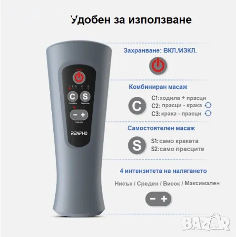 ПРОМОЦИЯ Масажор за стъпала и прасци - RENPHO RP-ALM070H , снимка 4 - Друга електроника - 47607482