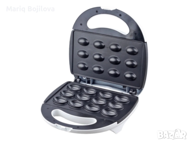 Уред за сладки орехчета Rosberg, 800W, За 12 сладки, Незалепващи плочи, Бял/Черен, снимка 2 - Форми - 47767056