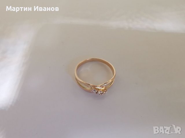 Златен пръстен с циркони 2.02гр, снимка 4 - Пръстени - 38755972