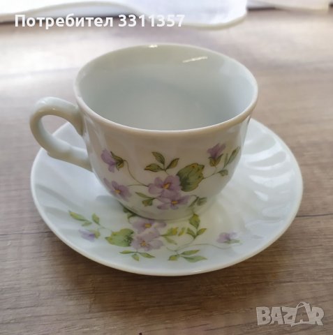 Чаша с чинийка от порцеланов сервиз #4, снимка 2 - Чаши - 39250580