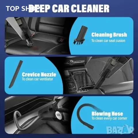 Нова Мощна прахосмукачка и компресор с LCD дисплей и LED светлина за кола, снимка 4 - Прахосмукачки - 50239996