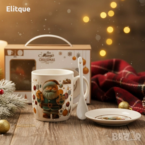 Коледна керамична чаша с капак и лъжица – уют за всяка сутри, снимка 5 - Декорация за дома - 52571947