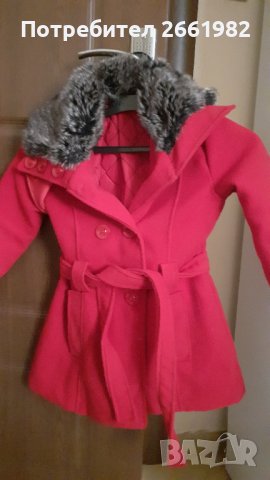 Кокетно червено палтенце за малка госпожица, снимка 1 - Детски якета и елеци - 38448944