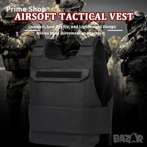 Тактическа жилетка Favuit за Airsoft и пейнтбол, регулируема, черна, снимка 7 - Спортна екипировка - 53516875