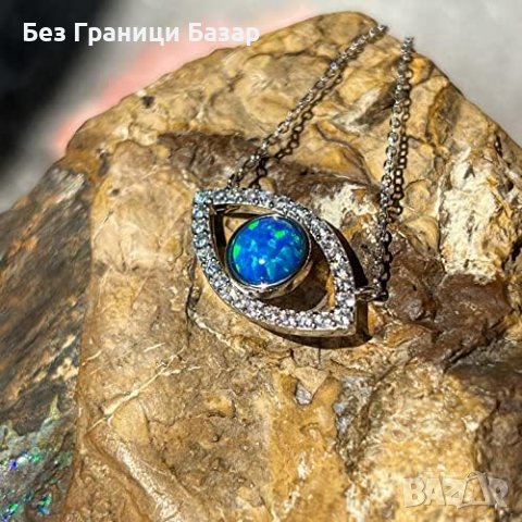Ново Ръчно Изработено Сребърно Колие с Опал и Кристал Жени Подарък, снимка 6 - Колиета, медальони, синджири - 43295564