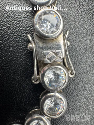 Сребърно колие с циркони №6281 , снимка 6 - Колиета, медальони, синджири - 48516874