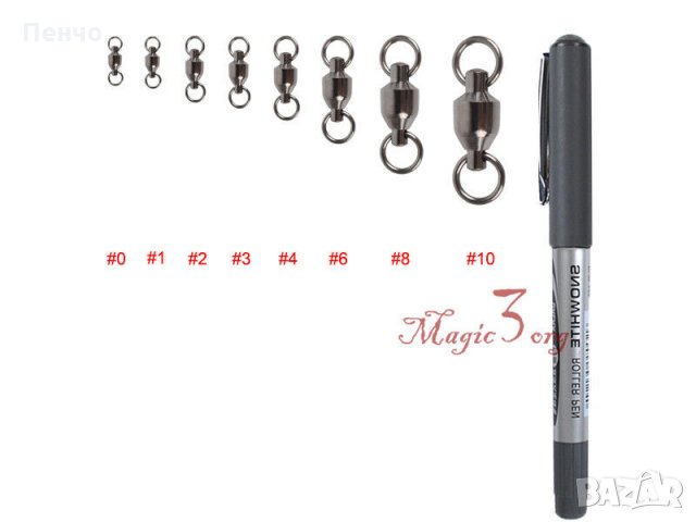 Лагерен вирбел Лагерни вирбели здрави халкички лагери Въртящ се фиксиращ конектор за риболов размер , снимка 12 - Водни спортове - 26444206