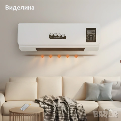 Стенен PTC отоплител и вентилатор LX-333 – 1800W, дистанционно управление и таймер, снимка 2 - Отоплителни печки - 53590278