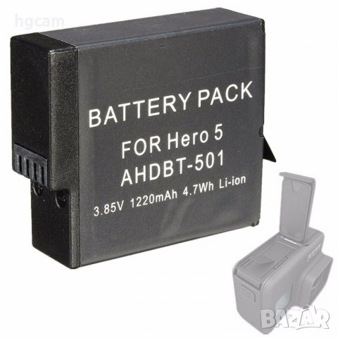 Батерия AHDBT-501 1220 mAh за GoPro Hero 5/6/7 Black/New(2018), снимка 3 - Батерии, зарядни - 27777691