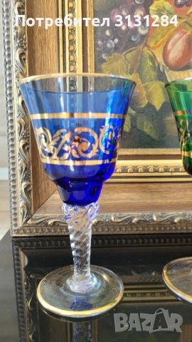 Антикварни цветни чаши Murano Италия, снимка 7 - Антикварни и старинни предмети - 51803894