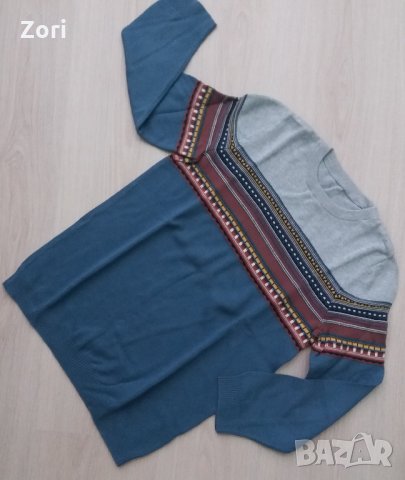 СТРАХОТНА блуза плетиво в сиво-синьо, снимка 1