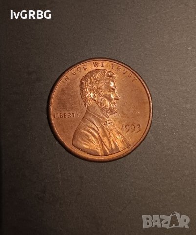 1 цент САЩ  1993 Линкълн , снимка 2 - Нумизматика и бонистика - 43532451