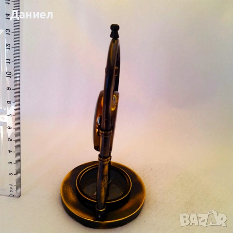 Настолен бронзов часовник с компас – ретро подарък и сувенир, снимка 4 - Луксозни - 53140178