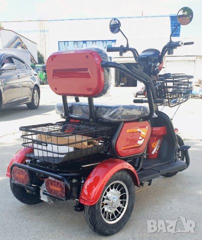 Електрическа триколка М19 с три седалки за възрастни червен цвят, снимка 3 - Мотоциклети и мототехника - 38326087