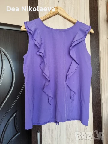 Лилав топ с къдрили 