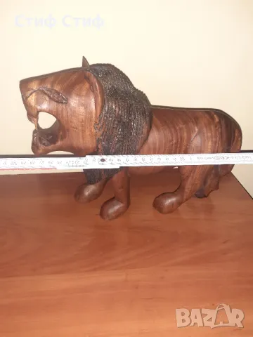 Дървен лъв, снимка 4 - Антикварни и старинни предмети - 49849132